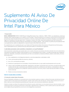 Suplemento al Aviso de Privacidad Online de Intel para México