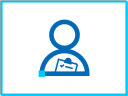 Individual with credential icon