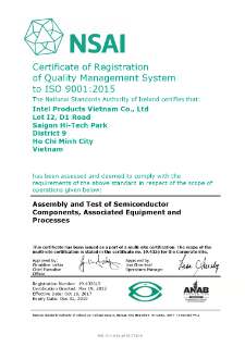 NSAI Certificate of Registration of Quality Management System to I.S. EN ISO 9001:2008