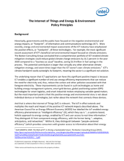 The Internet of Things and Energy & Environment
Policy Principles